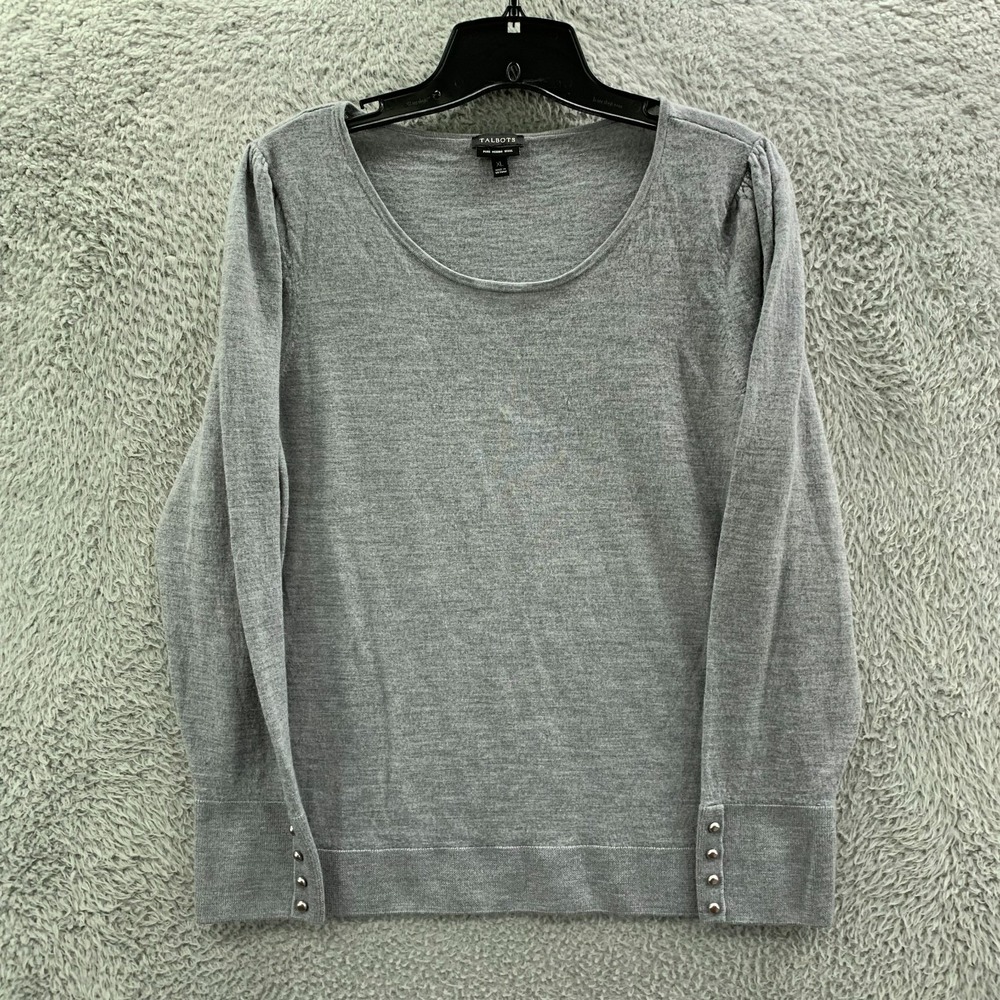 Talbots Gray, Wool, Crew Neck Sweater